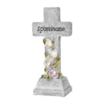 Keramická solárna dekorácia kríža s kvetmi je vkusná a decentná ozdoba vhodná nielen na hrob