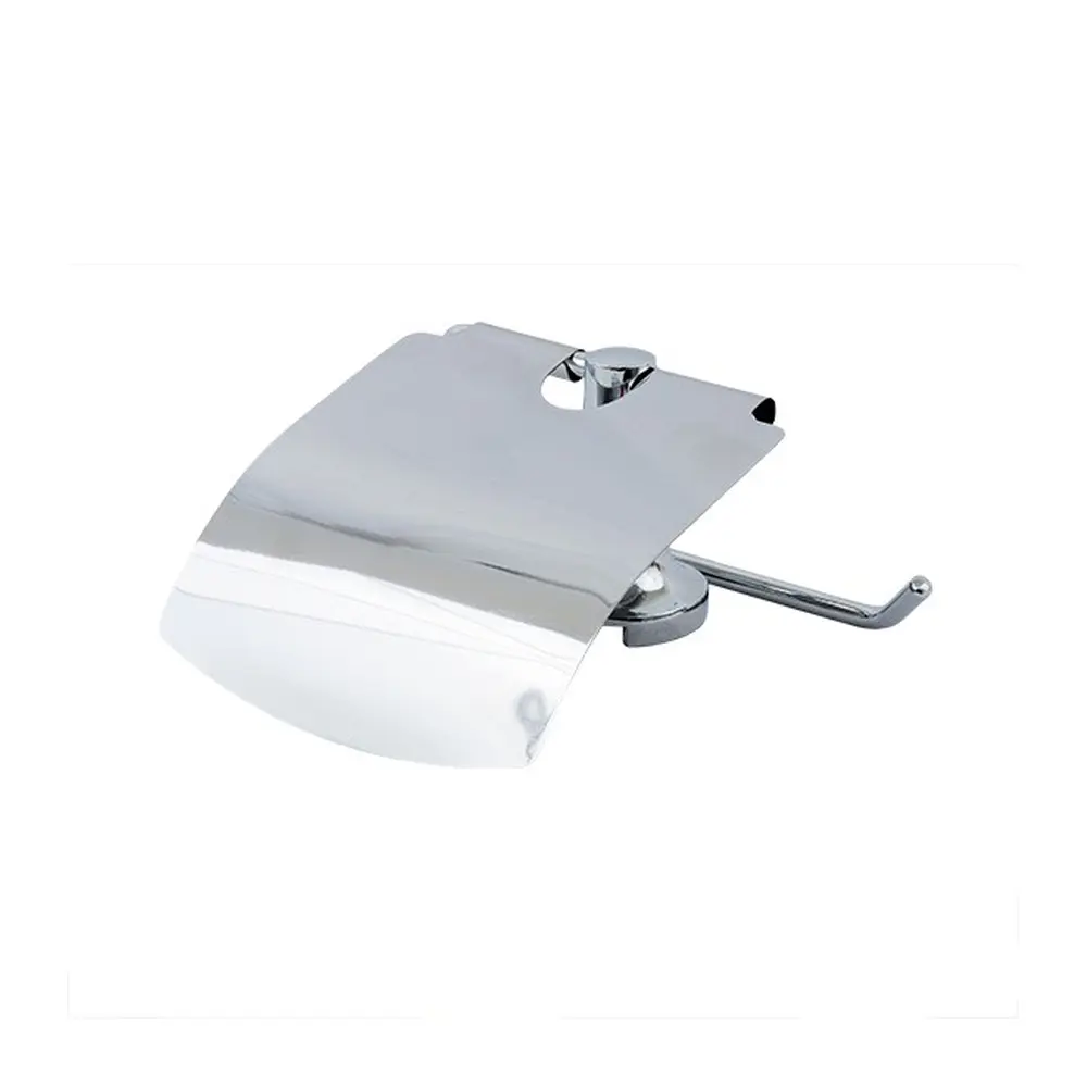 Nástenný držiak toaletného papiera so strieškou. Upevnenie dvomi šróbmi a hmoždinkami