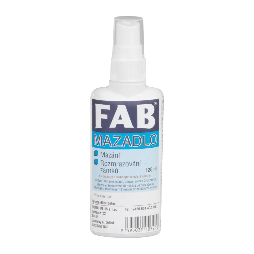 chráni pred zamrznutímchráni pred opotrebenímvytvára ochrannú vrstvuUrčené pre mazanie jemného mechanizmu cylidrických vložiek FAB a rozmrazenie zámkov v zimnom odbob50 °C - 140 °C