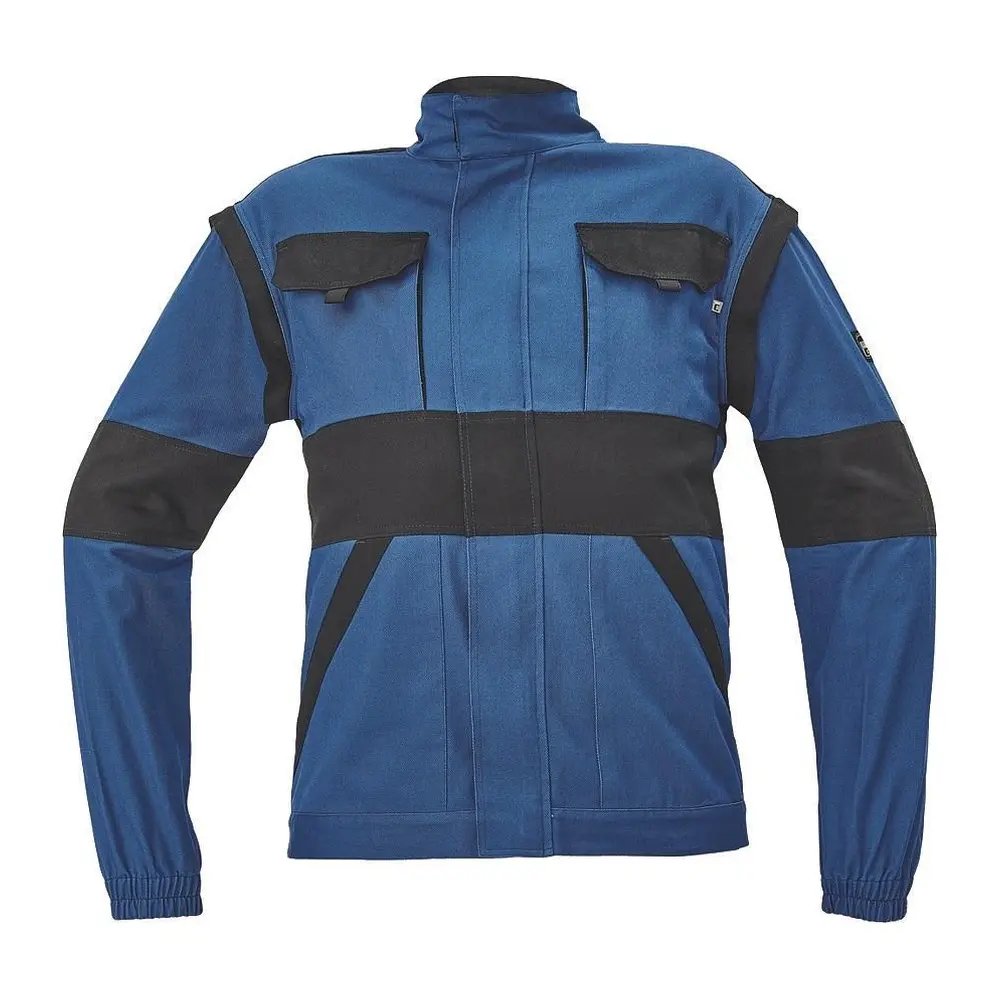 Pánska pracovná bunda so zapínaním na zips krytým légou a odopínateľnými rukávmi. Dve predné vrecká dopĺňajú dve náprsné vrecká. Bunda má zosilnené namáhané oblasti lakťov a ramien