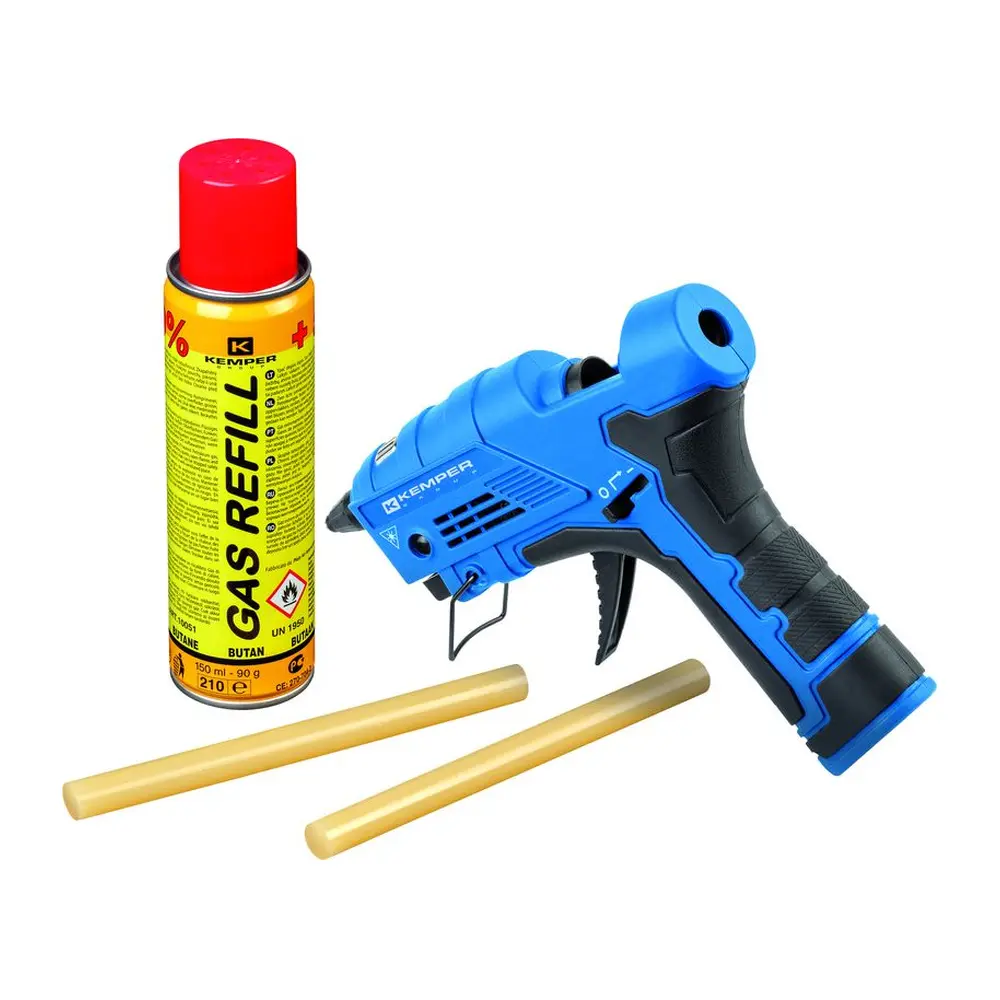 Sada pištole Kemper 1067 na tavné tyčinky s plynovou kartušou a s piezo zapaľovaním. Kapacita nádržky 4 g