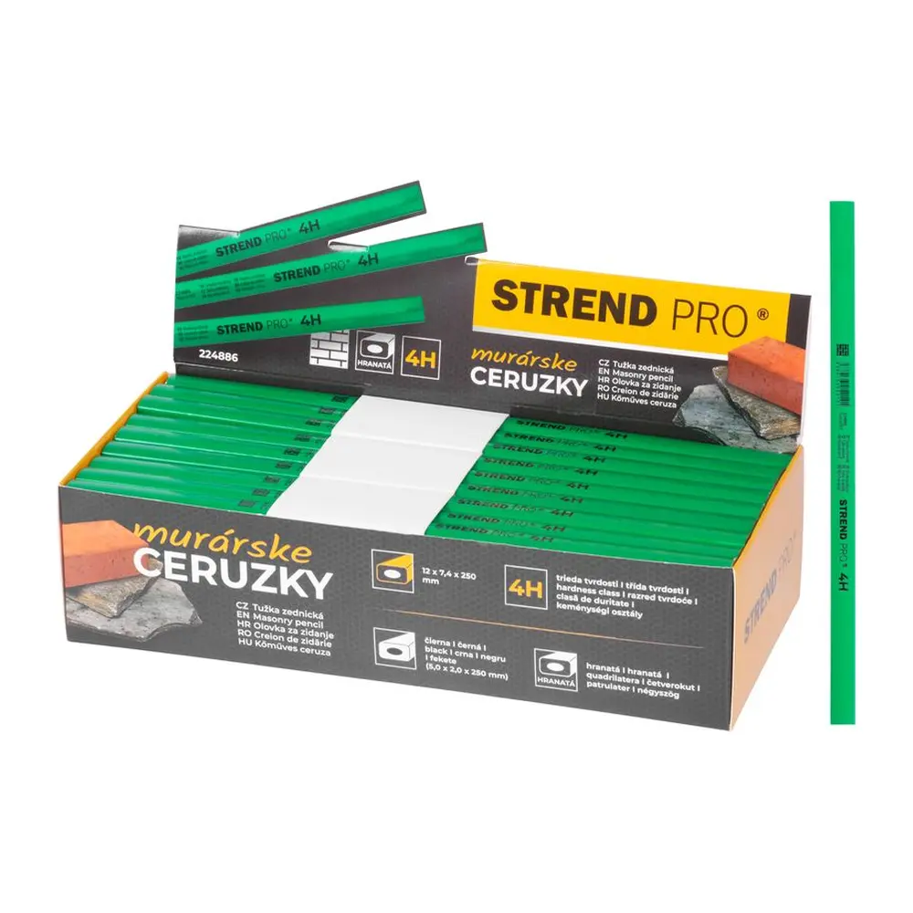 Hranatá murárska ceruzka Strend Pro je primárne určená na značenie stavebných materiálov ako napríklad kameň