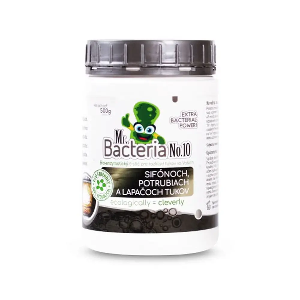 Prírodný bio-enzymatický výrobok pre likvidáciu zápachu a organických usadenín vo Vašich lapačoch tukov a potrubiach.Odstraňuje zápach.Znižuje náklady na odvoz a likvidáciu tukového odpadu.Nedochádza k upchatiu odpadov a tukových lapačov.Zamedzuje tvorbe tukových usadenín.Lapače tukov sú funkčné.Extra účinný – obsahuje 400 miliárd baktérií v 0