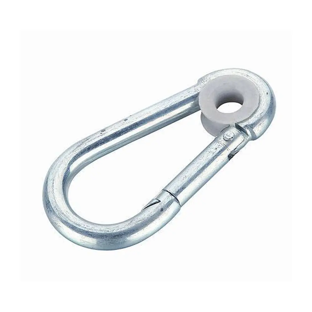 Karabína je určená pre zavesenie závesných hojdačiek. Do otváracej časti sa vloží oko hojdačky a vrchná časť karabíny sa upevní k hojdačkovému háku.