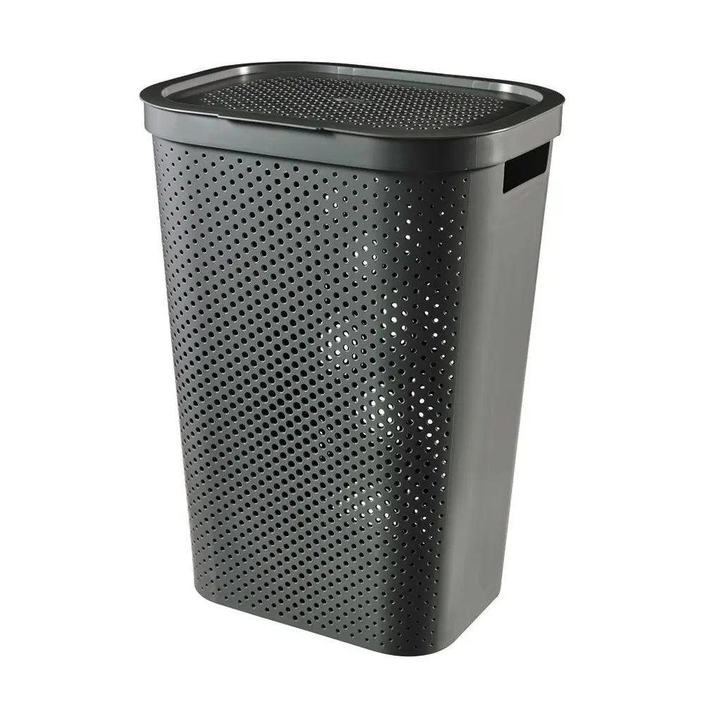 plastový kôš na bielizeň v dizajne INFINITY DOTS.jednoduchý tvar - inšpirovaný škandinávskym štýlom.kôš je vybavený vekom.dierovaná konštrukcia zaisťuje cirkuláciu vzduchu.jednoduchá manipulácia vďaka dvom pevným úchytom.moderný