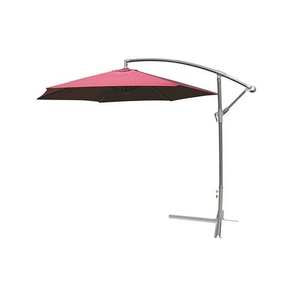 Slnečník je krásnej bordovej farby a tak bude ideálnym funkčným doplnkom do každej záhrady. Nosná konštrukčná tyč má priemer 48 mm a nachádza sa na bočnej strane. Na spodnej strane je umiestnená krížová základňa