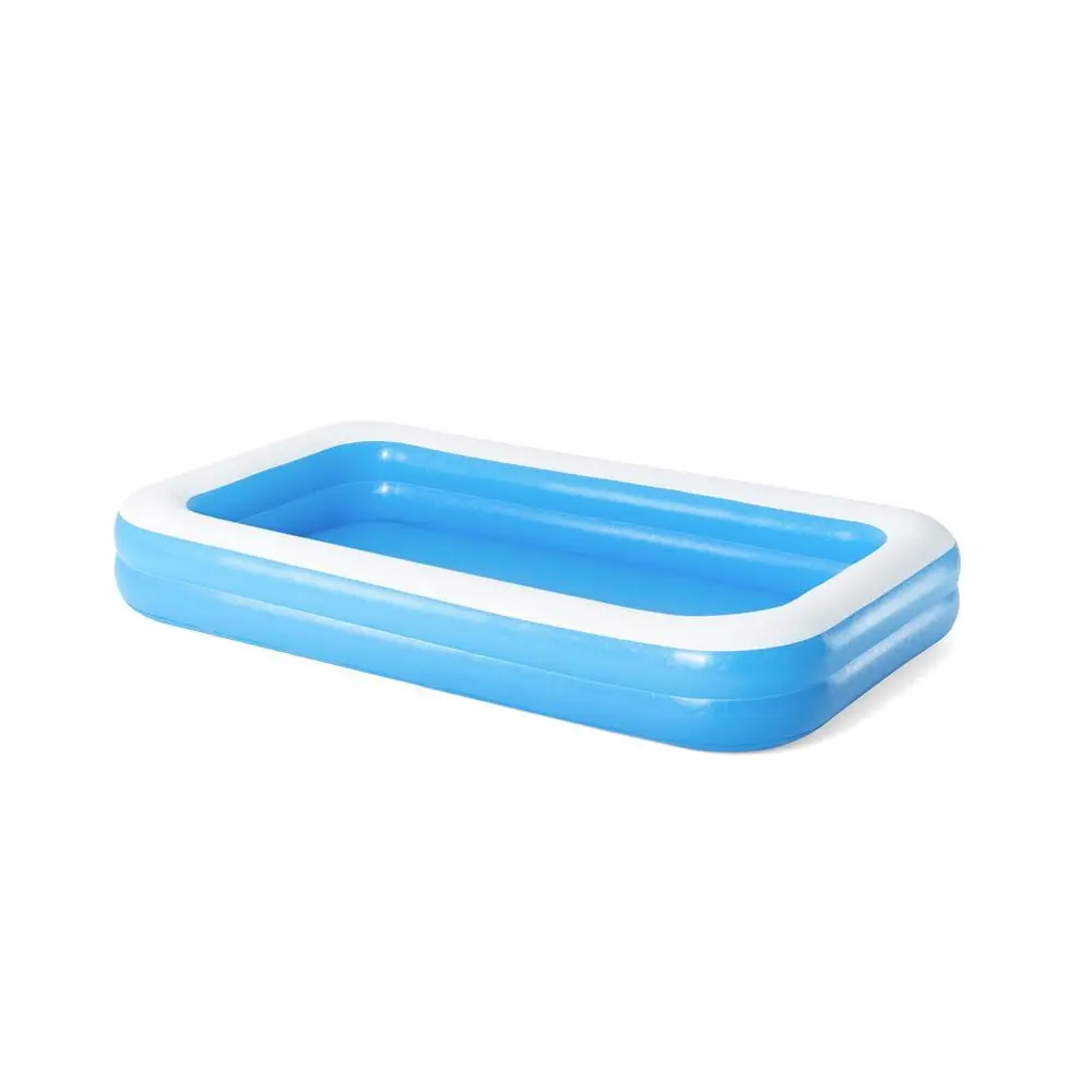 Modrý rodinný bazén s objemom 850 litrov je ideálnou voľbou na záhradu