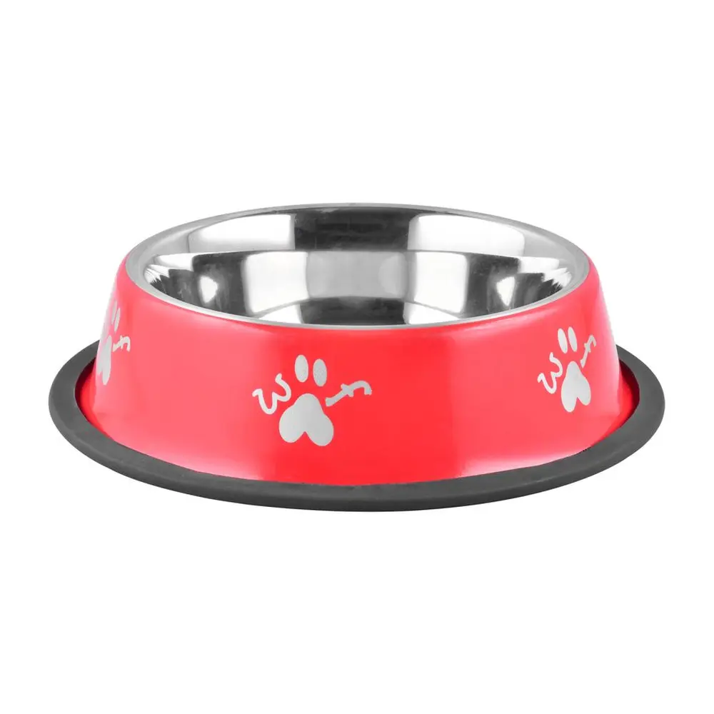 Protišmyková miska pre psíka MagicHome Woof na krmivo. Vyrobená z kvalitného nerezu s objemom 2000 ml. Farba: červená.