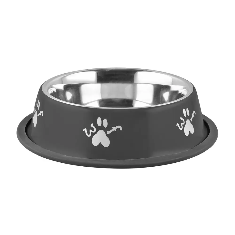 Protišmyková miska pre psíka MagicHome Woof na krmivo. Vyrobená z kvalitného nerezu s objemom 400 ml. Farba: čierna.