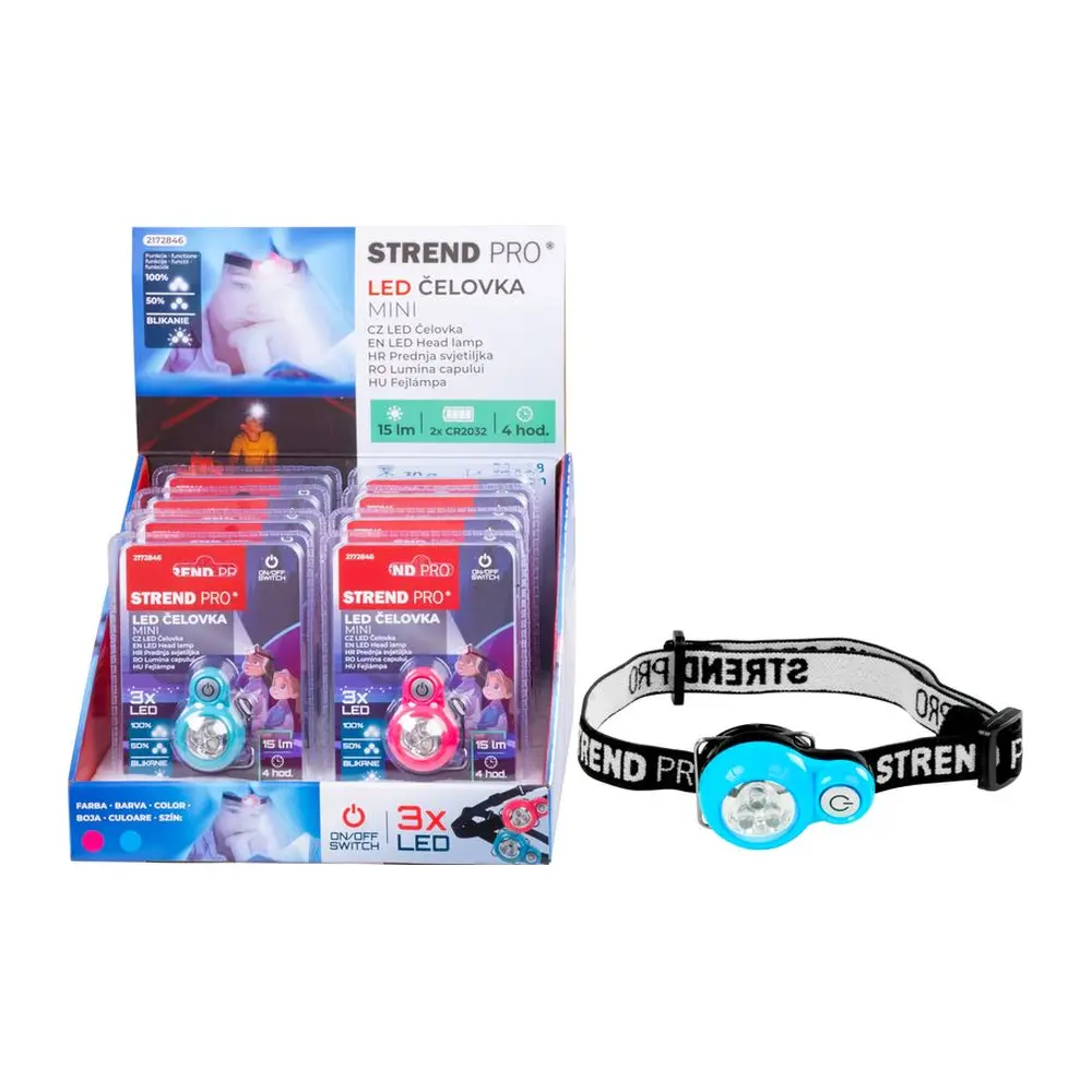 LED mini čelovka HeadLight má klasické a jednoduché prevedenie