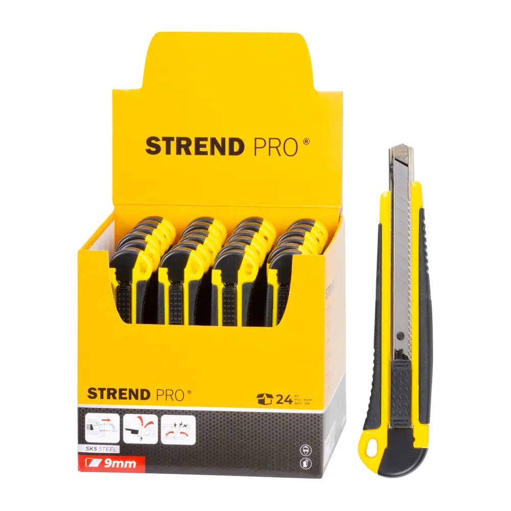 Nôž Strend Pro UKBOX-86-9 je spoľahlivý odlamovací nôž s 9 mm ostrým rezom