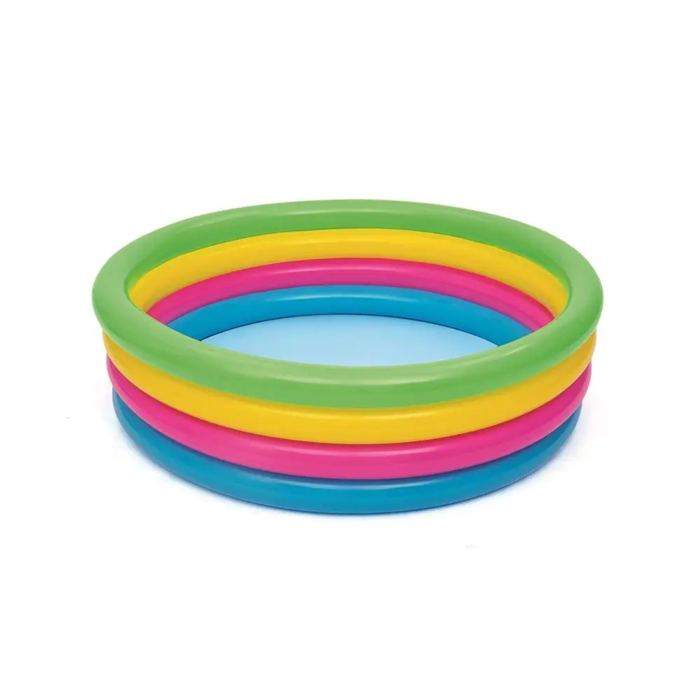 Pestrofarebný dúhový Bestway Play Pool ľahko vytiahne deti z domu vonku na slniečko. Jeho kvalita a odolnosť je vopred testovaná