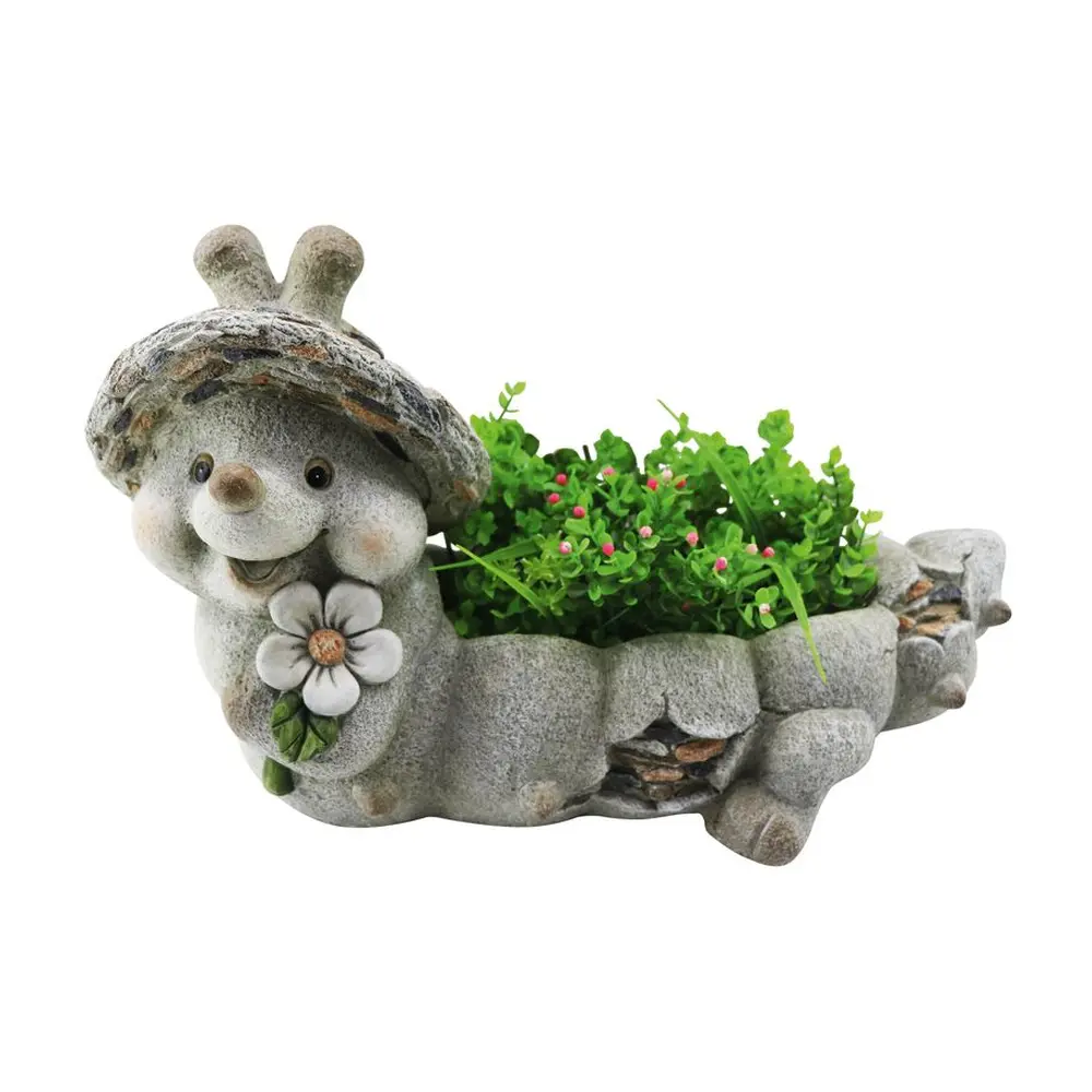 Keramická dekorácia Gecco 4007 slimák s kvetináčom ozdobí každú záhradu