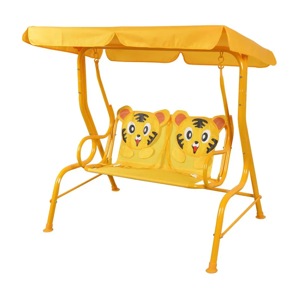 Detská hojdačka s veselým motívom tigríkov ponúka veľa zábavy pre najmenšie ratolesti. Je určená pre maximálne 2 deti. Sedacia časť obsahuje aj upínacie popruhy