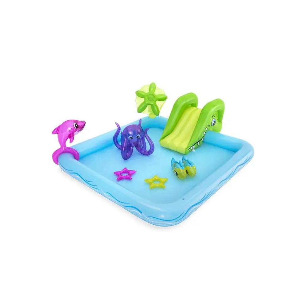 Kúpte sa spolu s morskými živočíchmi v Bestway® Fantastic Aquarium bazéne! Vhodné pre deti staršie ako 2 roky. Deti zažijú zábavné kúpanie s delfínmi